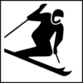 Modley & Myers page 114, Swedish Standard Recreation Symbols (SSRS): Pictogram Ski Running, Downhill Skiing