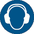 Registered safety sign M003, Wear ear protection, from ISO 7010